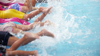 Group of children at swimming pool